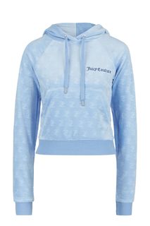 Толстовка из синего бархата с капюшоном Juicy by Juicy Couture
