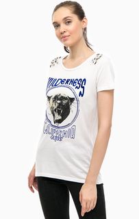 Белая хлопковая футболка с короткими рукавами Guess