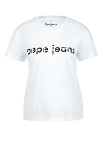 Белая футболка с принтом Pepe Jeans