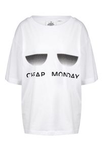 Белая хлопковая футболка оверсайз Cheap Monday