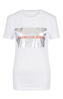 Хлопковая футболка с принтом Calvin Klein Jeans