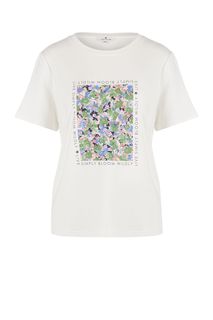 Белая футболка с цветочным принтом и отделкой пайетками Tom Tailor