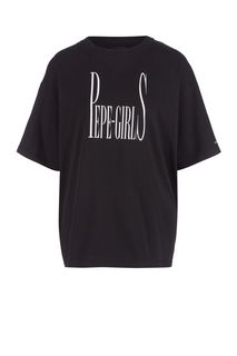 Черная футболка из хлопка с принтом Dua Lipa x Pepe Jeans