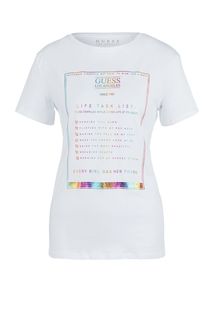 Хлопковая футболка с декоративным принтом Guess