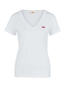 Белая хлопковая футболка с треугольным вырезом Levis®