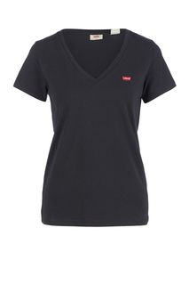 Черная хлопковая футболка с треугольным вырезом Levis®