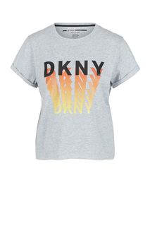 Укороченная футболка из хлопка с принтом Dkny