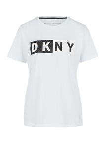 Белая футболка с принтом Dkny