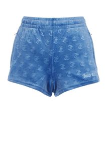 Короткие шорты из синего бархата Juicy by Juicy Couture