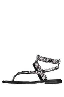Кожаные сандалии серого цвета с животным принтом Michael Michael Kors