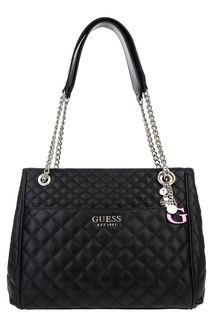 Черная стеганая сумка с длинными ручками Guess