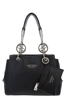 Сумка черного цвета с дополнительным кошельком Guess