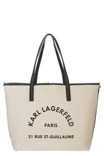 Вместительная кожаная сумка в форме трапеции Karl Lagerfeld