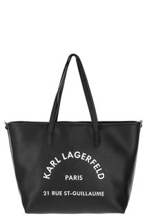 Вместительная кожаная сумка с логотипом бренда Karl Lagerfeld