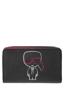 Кошелек из сафьяновой кожи с принтом Karl Lagerfeld