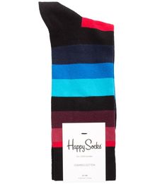 Разноцветные хлопковые носки в полоску Happy Socks