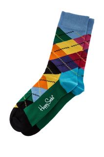 Разноцветные хлопковые носки в клетку Happy Socks