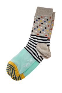 Разноцветные хлопковые носки в горошек и полоску Happy Socks