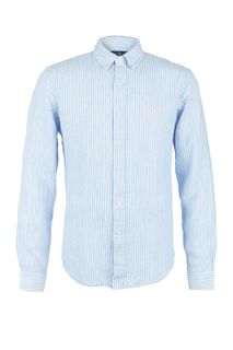 Синяя льняная рубашка в полоску Polo Ralph Lauren