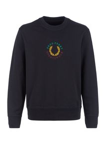 Черный хлопковый свитшот с вышивкой Fred Perry