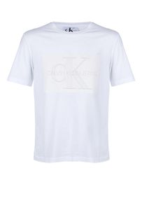 Белая хлопковая футболка с короткими рукавами Calvin Klein Jeans