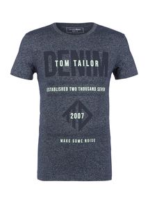 Футболка синего цвета с принтом Tom Tailor Denim