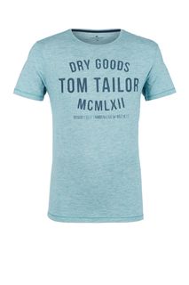 Бирюзовая футболка из хлопка в полоску Tom Tailor