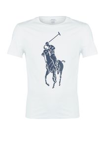 Белая хлопковая футболка с принтом Polo Ralph Lauren
