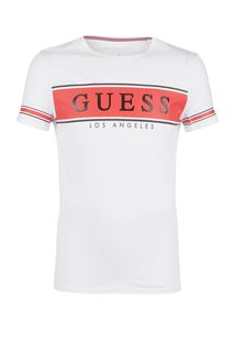 Хлопковая футболка с декоративным принтом Guess