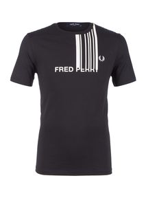 Черная хлопковая футболка с короткими рукавами Fred Perry