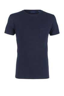 Синяя хлопковая футболка с карманом Gant