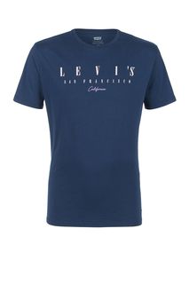 Синяя хлопковая футболка с круглым вырезом Levis®