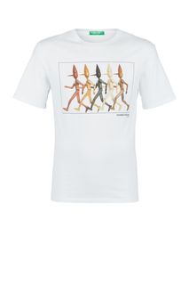 Футболка из хлопка с круглым вырезом United Colors of Benetton