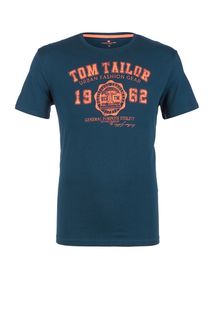 Хлопковая футболка с круглым вырезом Tom Tailor
