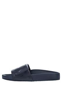 Синие шлепанцы с логотипом бренда Polo Ralph Lauren