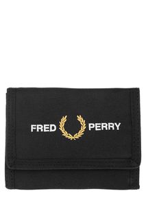 Черный текстильный кошелек с логотипом бренда Fred Perry