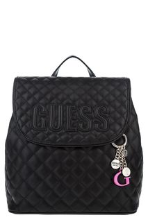 Черный стеганый рюкзак с откидным клапаном Guess