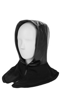 Черная шапка-капюшон из экокожи UNU Clothing