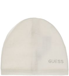 Шапка мелкой вязки белого цвета Guess