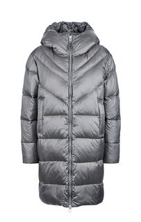 Удлиненный серый пуховик с капюшоном Blauer usa