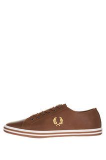 Коричневые кеды из натуральной кожи Fred Perry