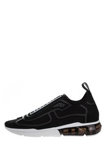 Черные текстильные кроссовки с оригинальным декором Dkny