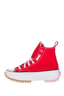 Красные текстильные кроссовки на танкетке Converse