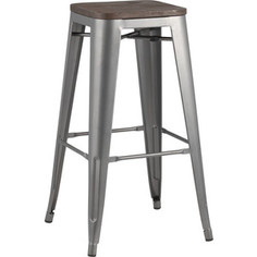 Стул барный Stool Group Tolix серебристый матовый + темное дерево YD-H765-W YG-15