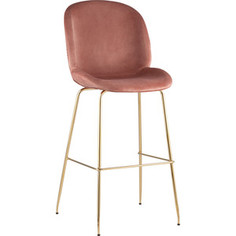 Стул барный Stool Group Турин со спинкой бархат пудровый/золотые ножки 8329C pink