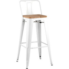 Стул барный Stool Group TOLIX со спинкой белый глянцевый+светлое дерево YD-H765E-W LG-02