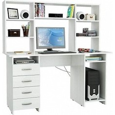 Стол компьютерный Мастер Милан-6 с надставкой белый М-6Н-БТ