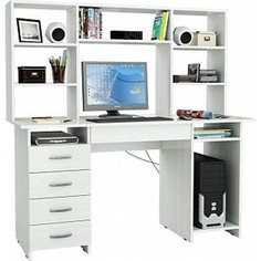 Стол компьютерный Мастер Милан-6Я с ящиком и надставкой белый М-6ЯН-БТ