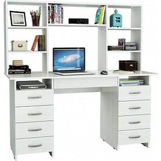 Стол компьютерный Мастер Милан-10Я с ящиком и надставкой белый М-10ЯН-БТ