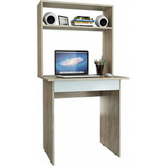 Стол письменный Мастер Милан-2Я с ящиком и надставкой дуб сонома/белый М-2ЯН-СБ